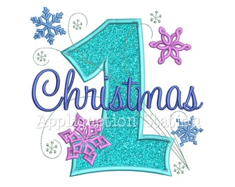 Snowflake Baby's 1st Christmas Applique Machine Embroidery Design first frozen winter swirls INSTANT DOWNLOAD