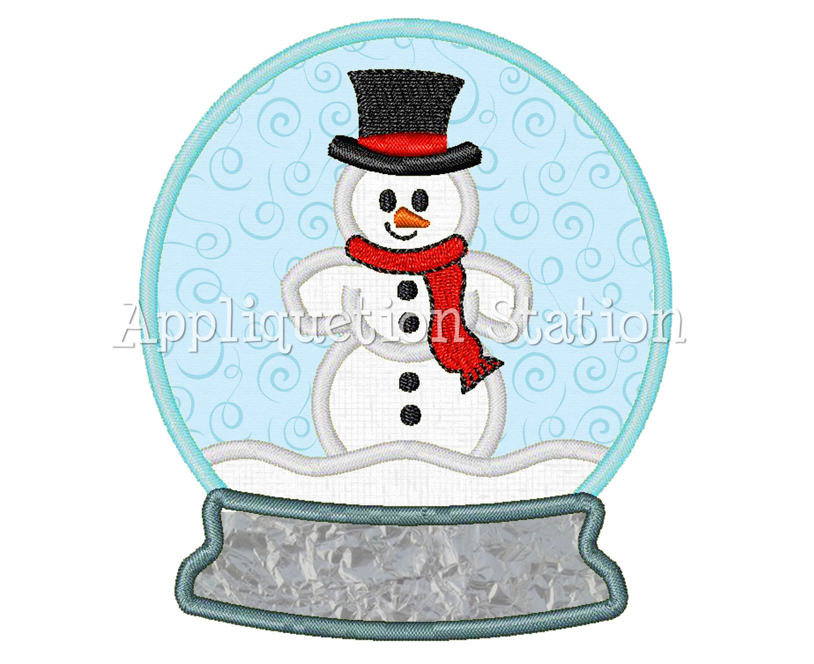 Snow Globe Snowman Applique Machine Embroidery Design Etsy