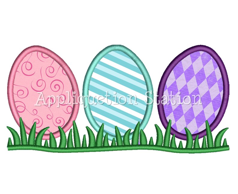 Easter Egg Row Applique Machine Embroidery Design Pattern Decorated ...