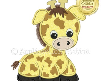 Applique Giraffe Machine Embroidery Design Zoo Pals Boy Girl Cute Safari animal baby INSTANT DOWNLOAD