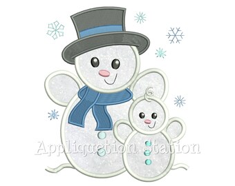 Snowman Father Son Child Daughter Applique Machine Embroidery Design Boy Girl Dad Snow Baby Christmas Holiday INSTANT DOWNLOAD