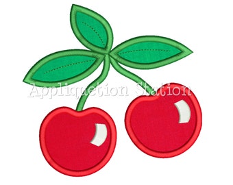 Cherries Applique Machine Embroidery Design Cherries Summer Red Cherry Fruit INSTANT DOWNLOAD