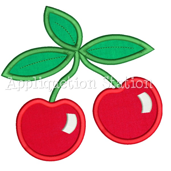 Cherries Applique Machine Embroidery Design Cherries Summer Red Cherry Fruit INSTANT DOWNLOAD