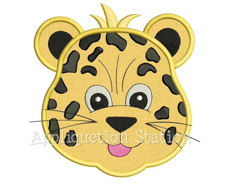 Zoo Baby Head Leopard Cheetah Applique Machine Embroidery Etsy