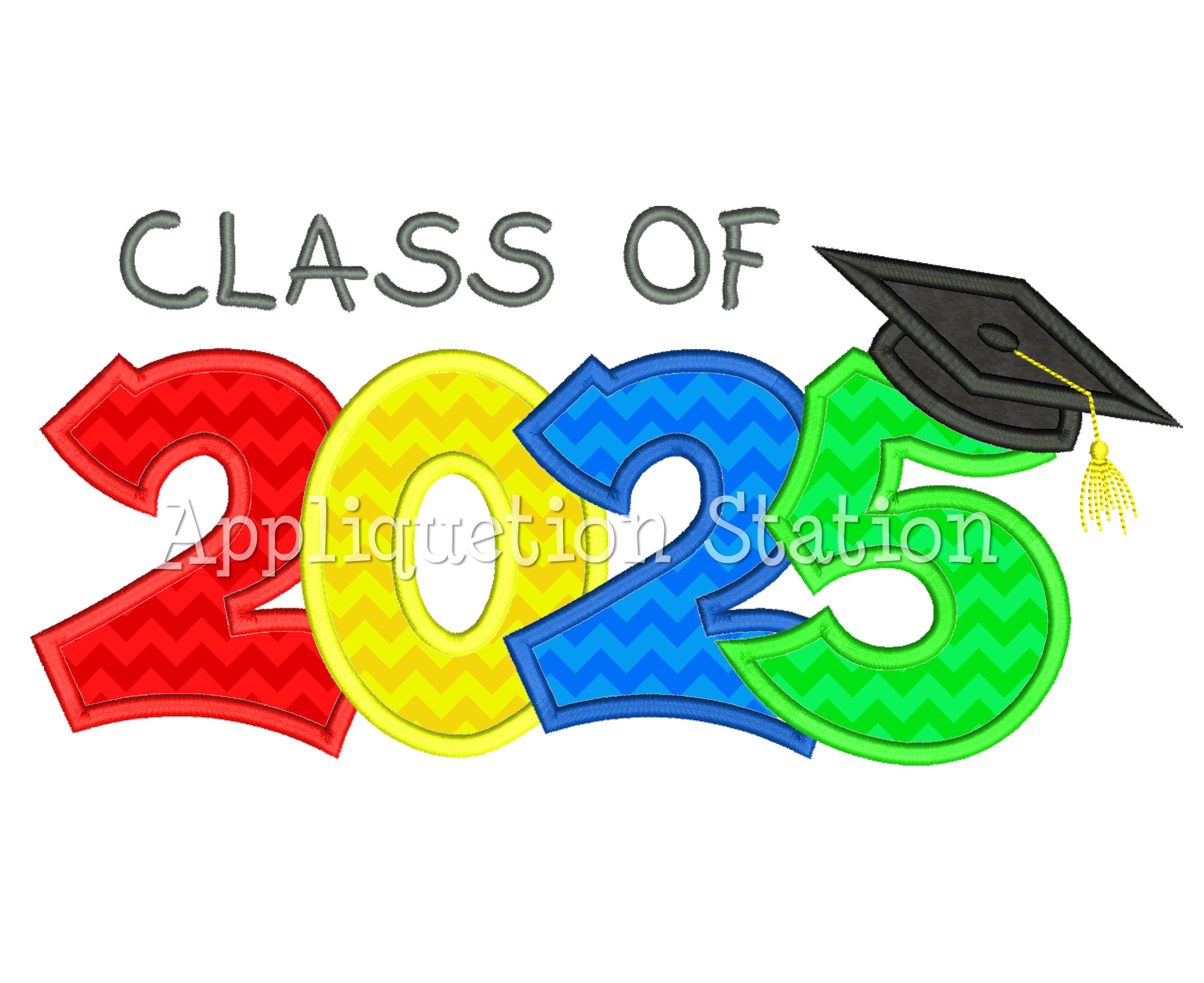 Graduate Class of 2025 Applique Machine Embroidery Design Grad Etsy