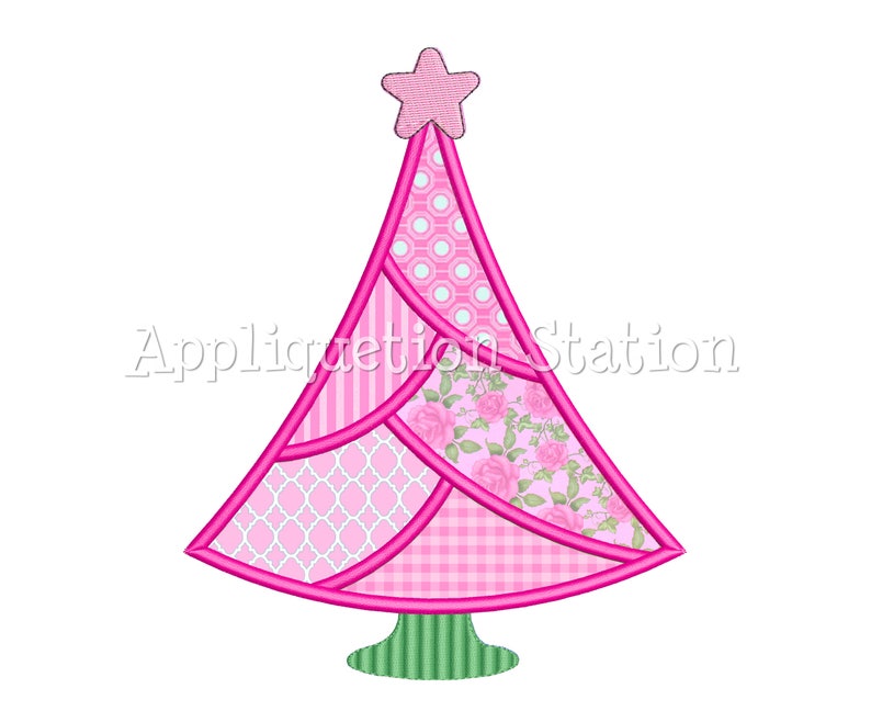Patchwork Christmas Tree Applique Machine Embroidery Designs Etsy
