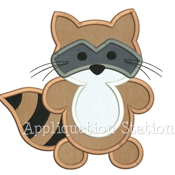 Applique Woodland Raccoon Machine Embroidery Design Pattern Boy baby animal racoon INSTANT DOWNLOAD