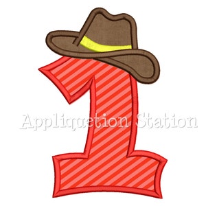 Number One Cowboy Hat 1st Birthday Applique Machine Embroidery Design boy first  INSTANT DOWNLOAD