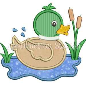 Applique Mallard Duck Machine Embroidery Design baby rubber ducky INSTANT DOWNLOAD