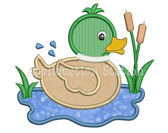 Applique Mallard Duck Machine Embroidery Design baby rubber ducky INSTANT DOWNLOAD