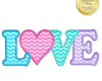 Valentine Heart LOVE Applique Machine Embroidery Design INSTANT DOWNLOAD
