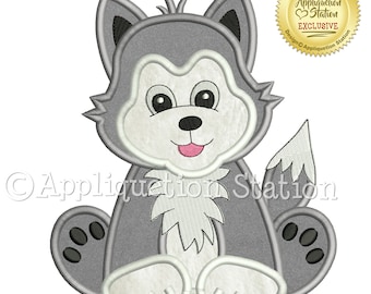 Applique Wolf Machine Embroidery Design Zoo Baby Pup Boy Cute Puppy animal INSTANT DOWNLOAD