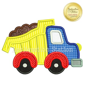 Full Dump Truck stoffen Machine borduurwerk ontwerpen schattige jongen bouw voertuig auto INSTANT DOWNLOAD