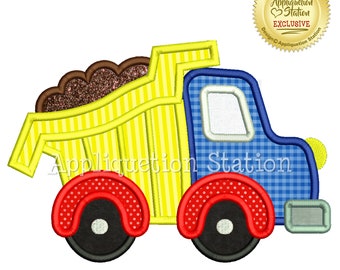 Full Dump Truck Applique Machine Embroidery Design cute boy construction vehicle car INSTANT DOWNLOAD
