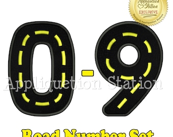BX Road Birthday Numbers Set Applique Machine Embroidery Design 1st first boy 0,1,2,3,4,5,6,7,8, and 9 blue  INSTANT DOWNLOAD