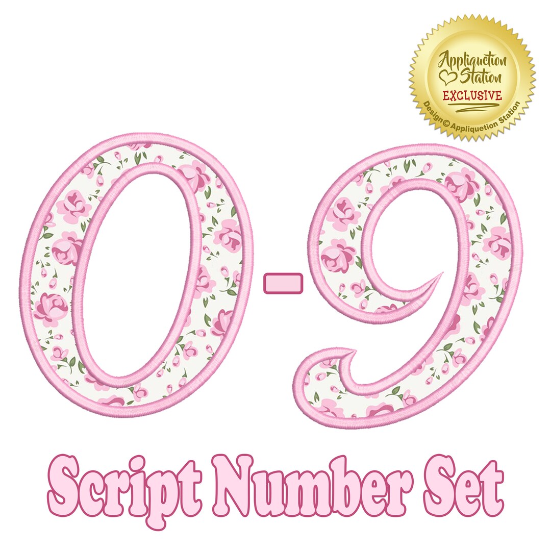 BX Script Numbers Set Applique Machine Embroidery Design Cursive One ...
