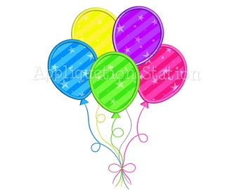 5 Birthday Balloon Applique Machine Embroidery Design fifth Five INSTANT DOWNLOAD