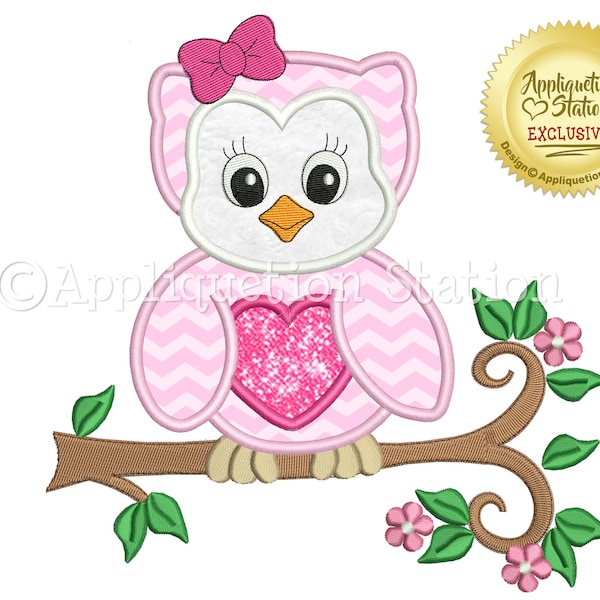 Owl Applique Design Etsy