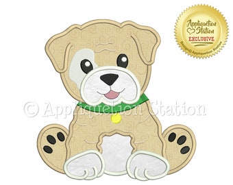 Applique Pupzie Bulldog Machine Embroidery Design Pattern Boy Girl Cute Baby Dog puppy animal INSTANT DOWNLOAD