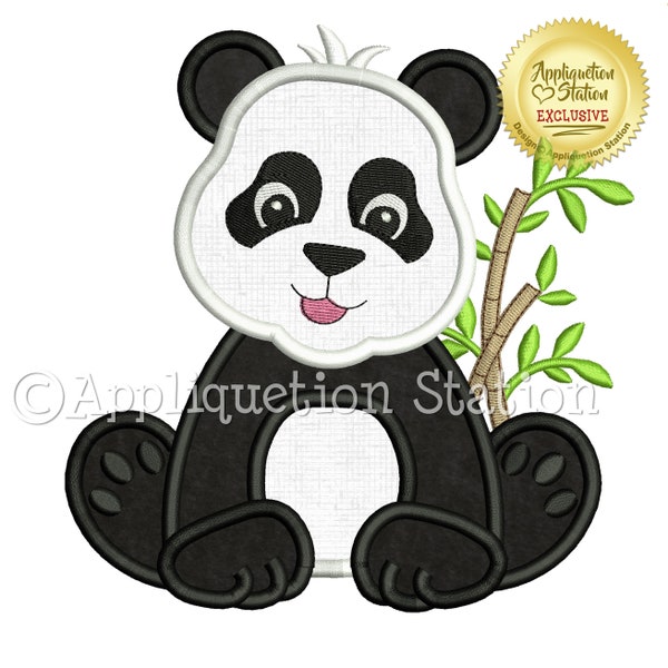 Applique Panda Bear Machine Embroidery Design Zoo Baby Jungle Boy Girl Cute animal INSTANT DOWNLOAD