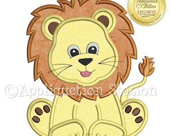 Applique Lion Machine Embroidery Design Zoo Baby Cub Jungle Boy Cute Safari animal INSTANT DOWNLOAD