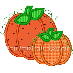 Pumpkin Duo Applique Machine Embroidery Design orange thanksgiving 2 pumpkins INSTANT DOWNLOAD