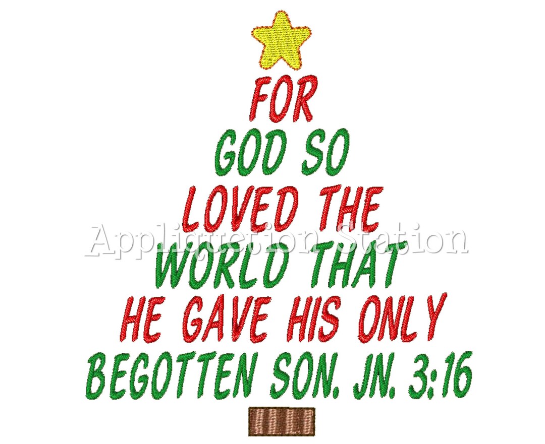 Christmas Tree John 3:16 Machine Embroidery Design Holiday Bible Jesus ...