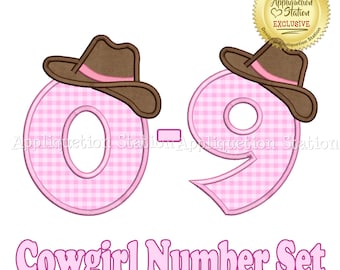 Cowgirl Birthday Numbers Set Applique Machine Embroidery Design Download 1st first boy 0,1,2,3,4,5,6,7,8, AND 9 INSTANT DOWNLOAD