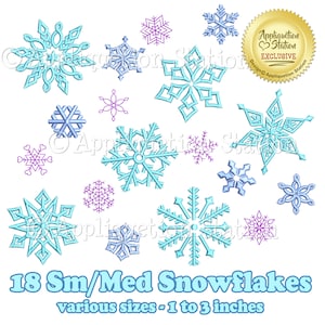 Small & Medium Snowflake Set 18 Designs Machine Embroidery Design Winter Snow Frozen INSTANT DOWNLOAD