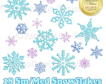 Small & Medium Snowflake Set 18 Designs Machine Embroidery Design Winter Snow Frozen INSTANT DOWNLOAD