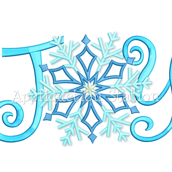 JOY スノーフレーク ミシン刺繍デザイン クリスマス ホリデー 冬 雪 インスタントダウンロード