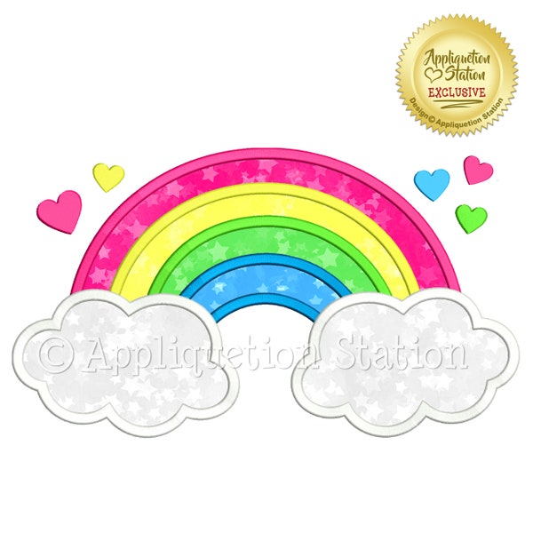 Rainbow with Hearts Applique Machine Embroidery Design boy/girl baby INSTANT DOWNLOAD