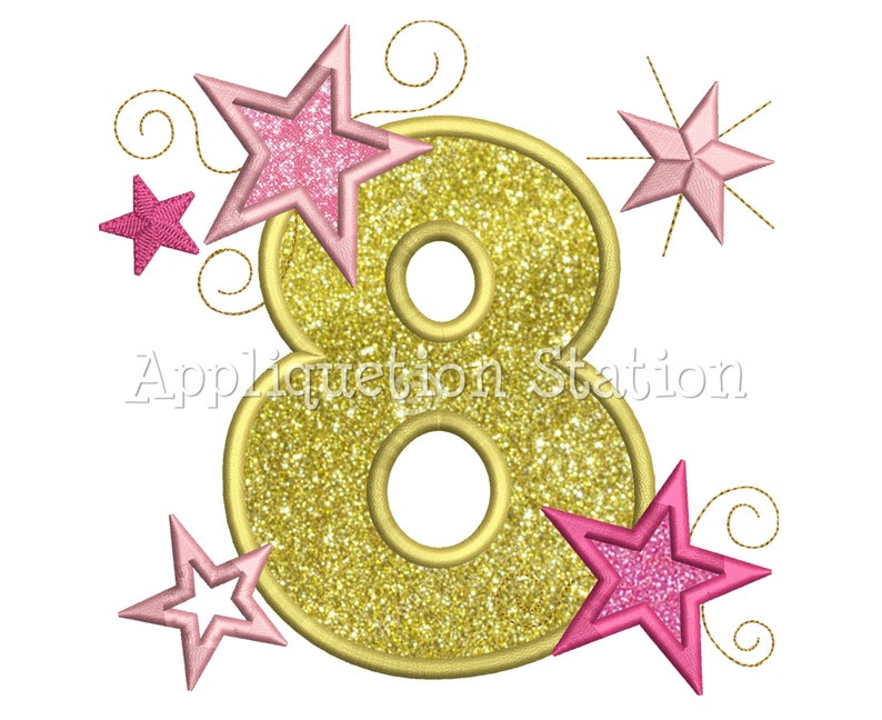 Star number eight 8th birthday applique machine embroidery etsy Star number eight 8th birthday applique machine embroidery etsy
