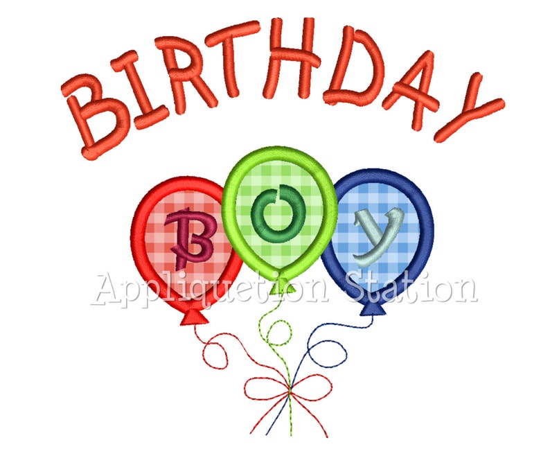 Birthday Boy Balloons Applique Machine Embroidery Design Happy Birthday INSTANT DOWNLOAD image 1