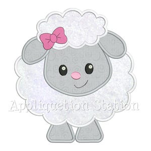 Easter Lamb Girl with Bow Applique Machine Embroidery Design Baby Spring INSTANT DOWNLOAD