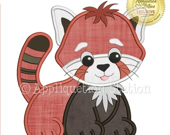 Applique Red Panda Machine Embroidery Design Zoo Pals Boy Girl Cute animal baby INSTANT DOWNLOAD