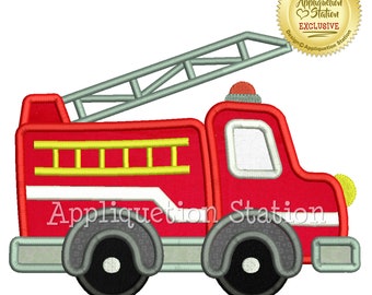 Fire Engine Truck Applique Machine Embroidery Design cute boy emergency vehicle car INSTANT DOWNLOAD