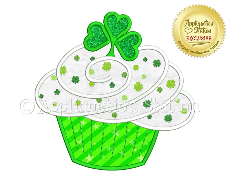 Shamrock cupcake applique machine jessecmault design st  etsy