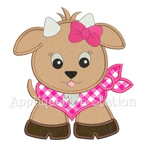 Applique Goat Machine Embroidery Design Bandana Baby Girl Farm Animal Cute INSTANT DOWNLOAD