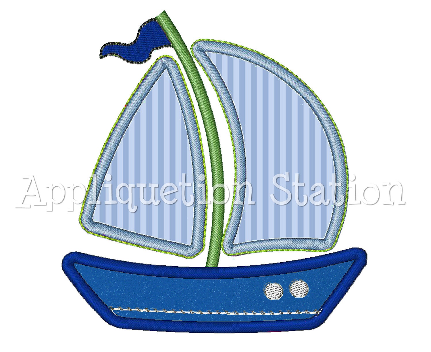 Sailboat w Trim Applique Machine Embroidery Design boat 