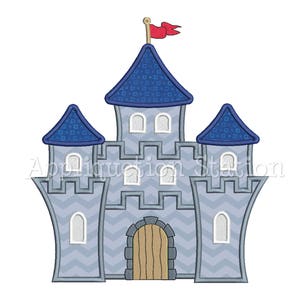 Knight Castle Applique Machine Embroidery Design blue boy palace INSTANT DOWNLOAD