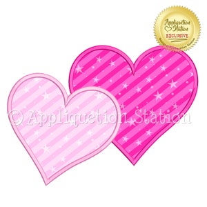 Herz Duo Maschinenstickerei Valentine rosa SOFORT DOWNLOAD