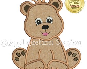 Applique Bear Machine Embroidery Design Zoo Baby Cub Boy Cute animal INSTANT DOWNLOAD