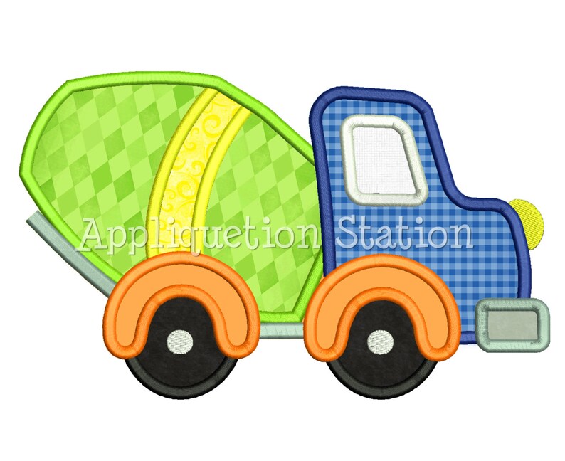 Cute cement mixer truck applique machine embroidery design boy  etsy