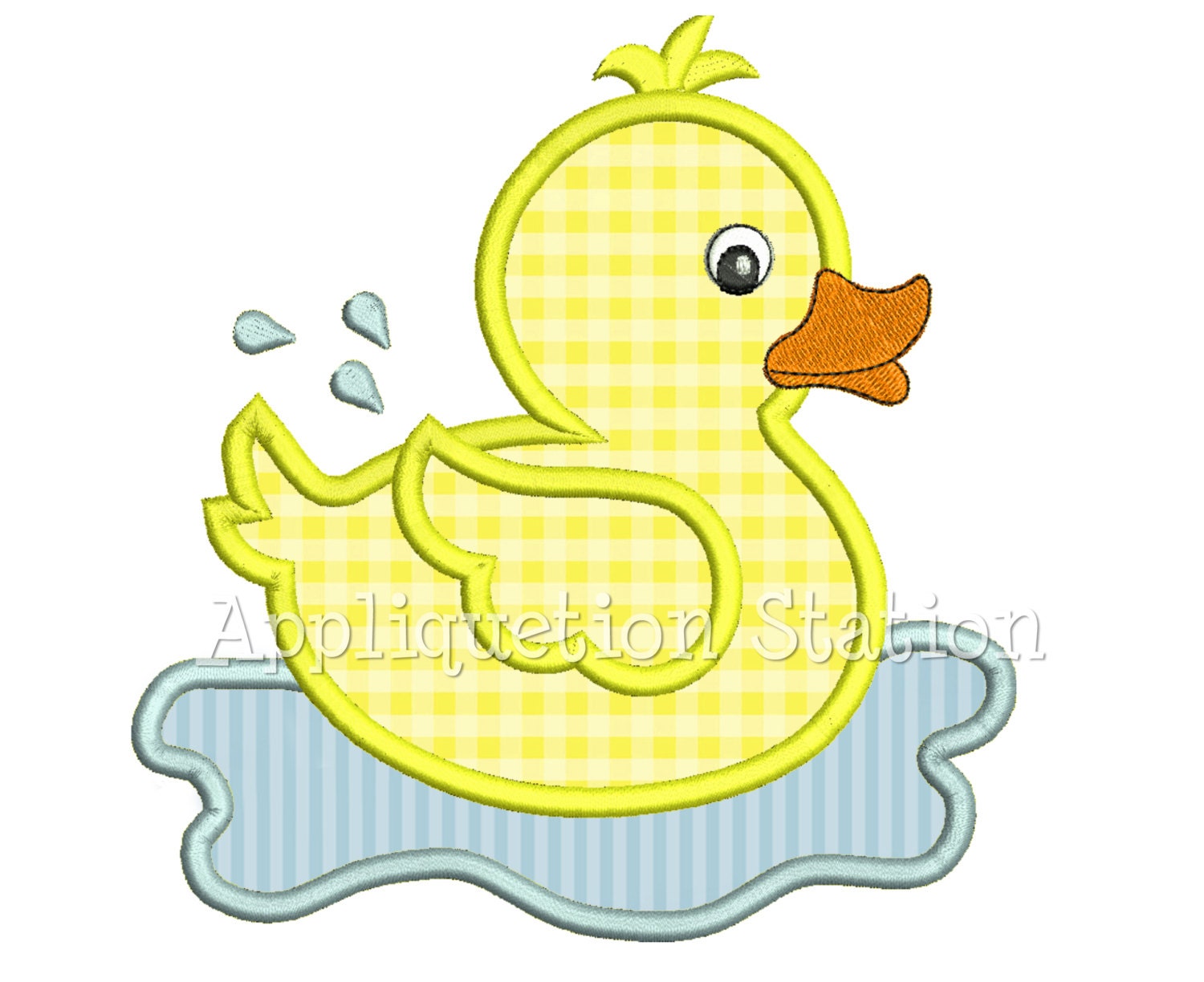 Applique Rubber Ducky Machine Embroidery Design Splashing Baby -   Singapore