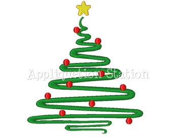 Christmas Tree Abstract Contemporary Machine Embroidery Design Holiday zig-zag line INSTANT DOWNLOAD