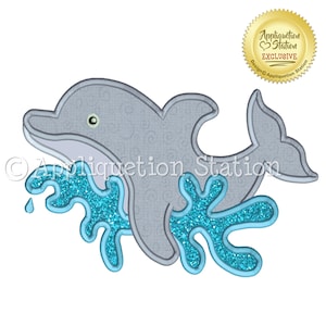 Dolphin Applique Machine Embroidery Design sea creature nautical ocean fish whale summer INSTANT DOWNLOAD