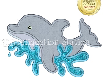 Dolphin Applique Machine Embroidery Design sea creature nautical ocean fish whale summer INSTANT DOWNLOAD