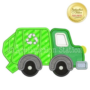 Garbage Truck Applique Machine Embroidery Design cute boy trash recycle vehicle car INSTANT DOWNLOAD