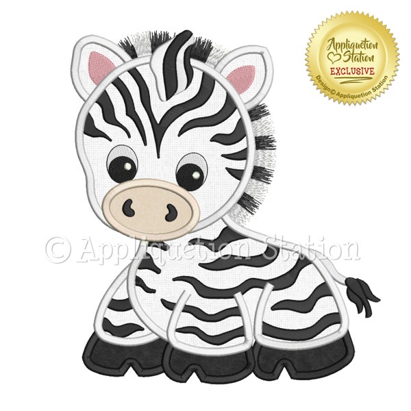 Applique Zebra Machine Embroidery Design Zoo Pals Boy Girl Cute Safari animal baby INSTANT DOWNLOAD